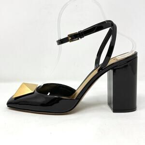 Valentino Garavani One Stud Black Patent Leather Pumps Size 38